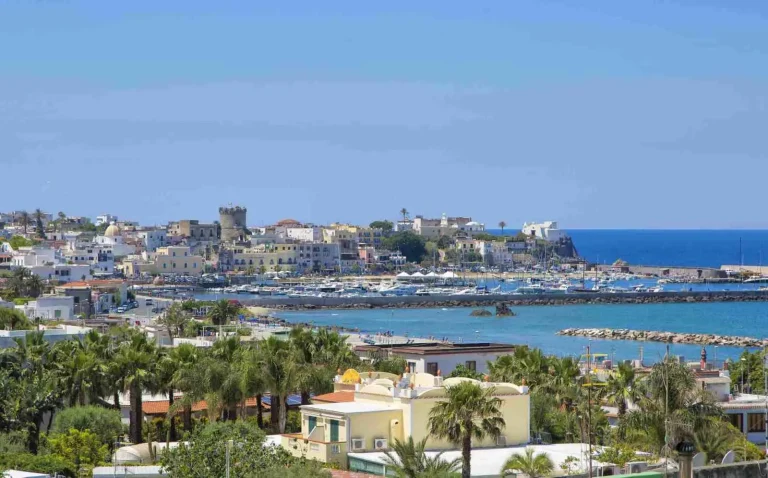 Vista su Forio, sul porto e sul mare